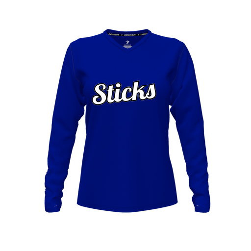 [CUS-DFW-TEES-CMF-VNK-LSL-RYL-FYXS-LOGO2] Comfort T-Shirt (Female Youth XS, Royal, V Neck, Logo 2, Long Sleeve)