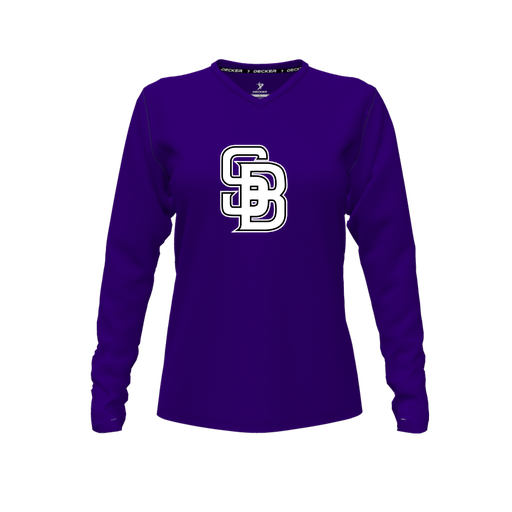[FTLVCFPP-FYXS-LOGO1] Decker Comfort T-Shirt (Female Youth XS, Purple, V Neck, Logo 1, Long Sleeve)
