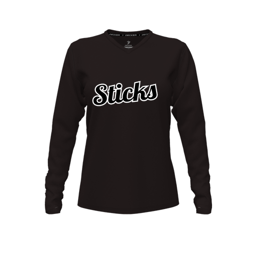 [CUS-DFW-TEES-PER-VNK-LSL-BLK-FYXS-LOGO3] Performance T-Shirt (Female Youth XS, Black, V Neck, Logo 3, Long Sleeve)
