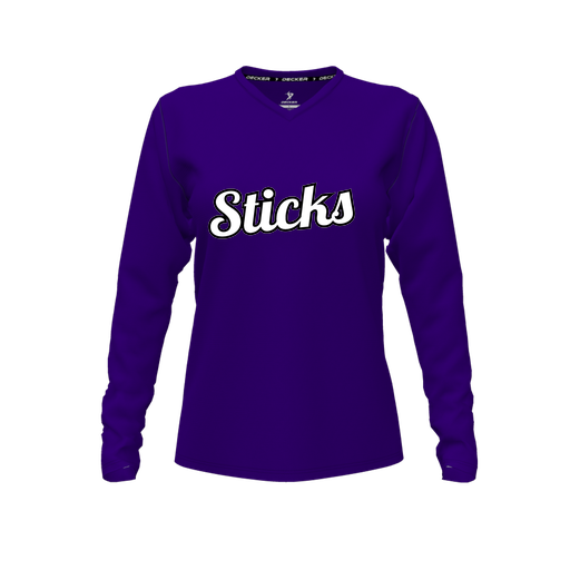 [CUS-DFW-TEES-PER-VNK-LSL-PUR-FYXS-LOGO2] Performance T-Shirt (Female Youth XS, Purple, V Neck, Logo 2, Long Sleeve)