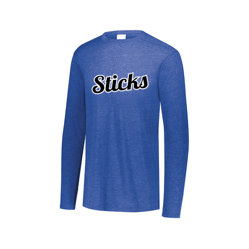 [FTLCUBRY-AXS-LOGO3] Decker Men's Tri-Blend T-Shirt - Long Sleeve (Adult XS, Royal, Logo 3)