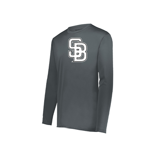 [222823.059.S-LOGO1] Youth LS Smooth Sport Shirt (Youth S, Gray, Logo 1)