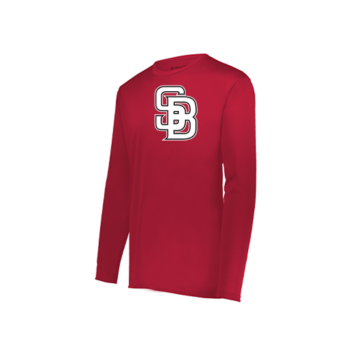 [222823.083.S-LOGO1] Youth LS Smooth Sport Shirt (Youth S, Red, Logo 1)