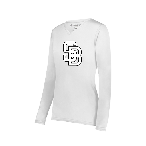 [222824.005.S-LOGO1] Ladies LS Smooth Sport Shirt (Female Adult S, White, Logo 1)