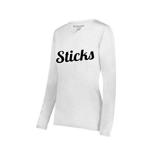 [222824.005.S-LOGO3] Ladies LS Smooth Sport Shirt (Female Adult S, White, Logo 3)